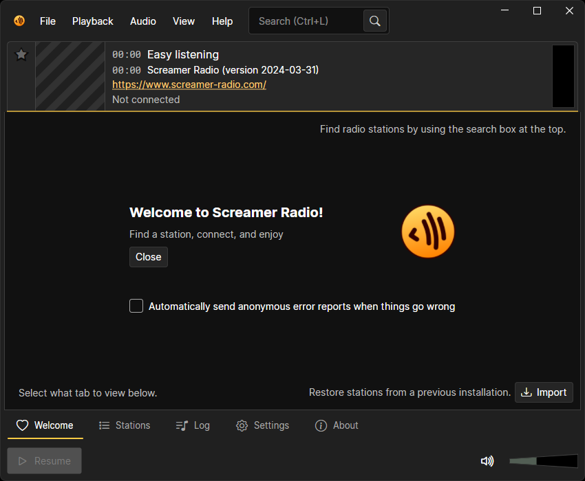 Screenshot of Screamer Radio